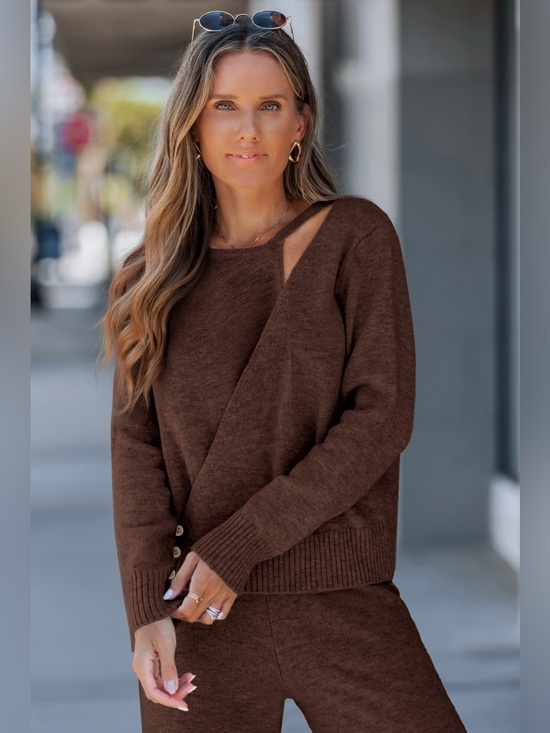 Cupshe Sweaters - NWT Cupshe In The Know Wool Blend Faux Wrap Knit Sweater Size Large